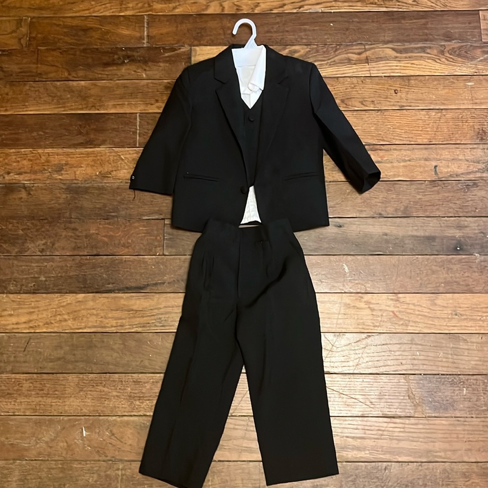 Boys black suit with white shirt